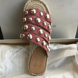 MARC FISHER Brandie Espadrille Slide Pink w Studs
